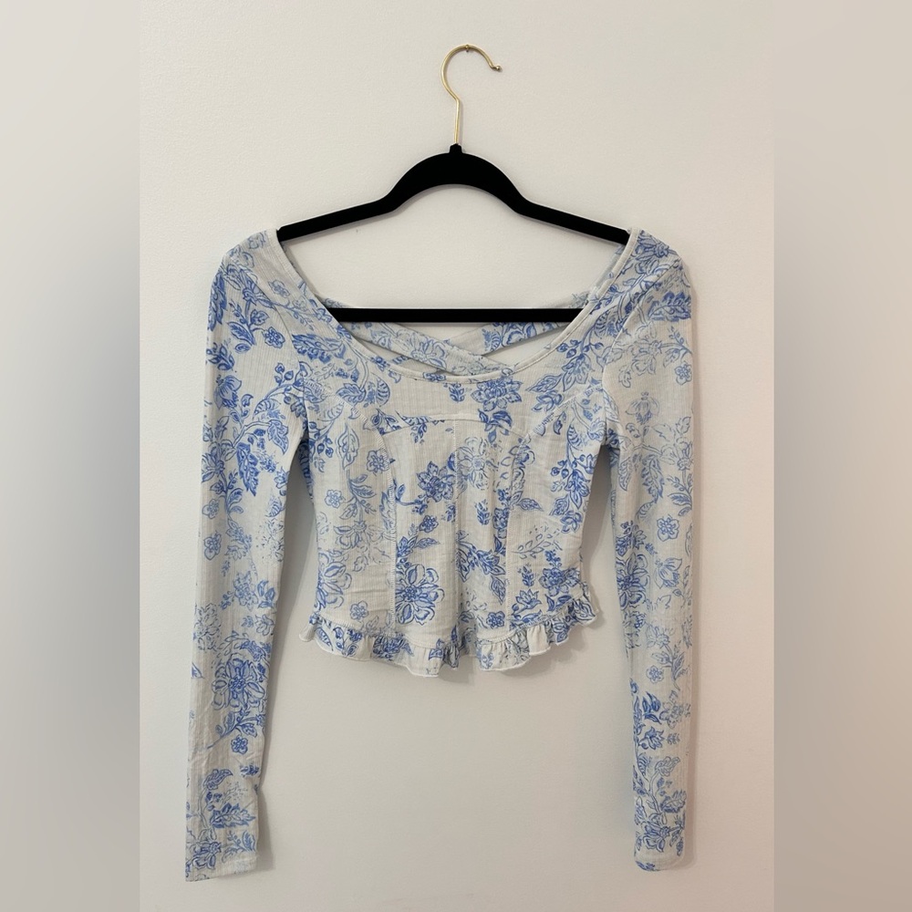 Altar'd State Blue Floral Blouse